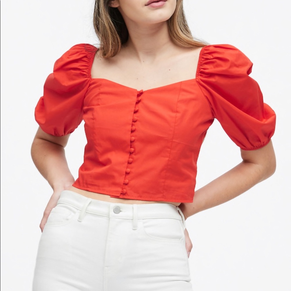 NWT square neck puffy sleeves top